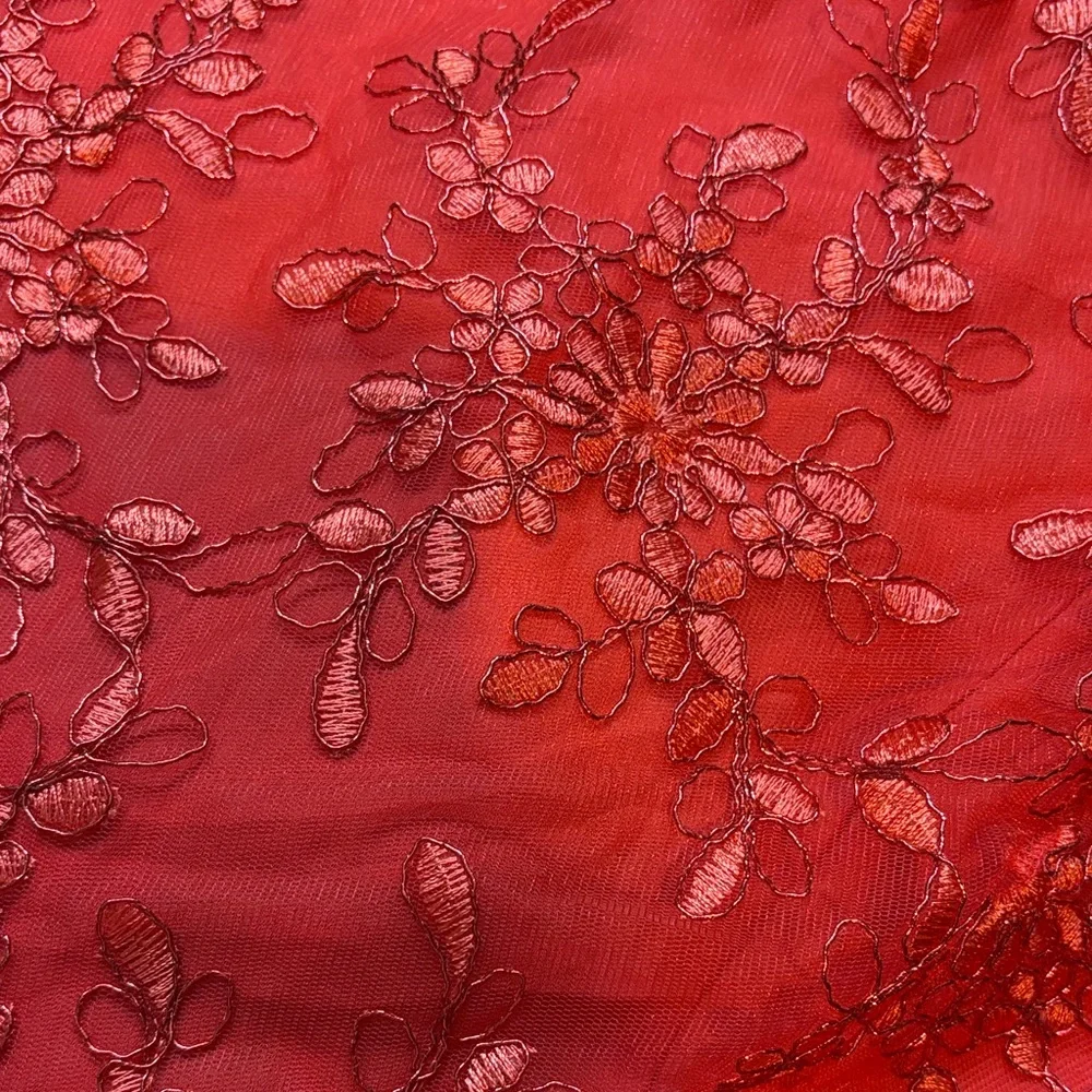 Lucy in the Sky Red Floral Fit & Flare Mini Dress Embroidered Size S - Picture 11 of 11